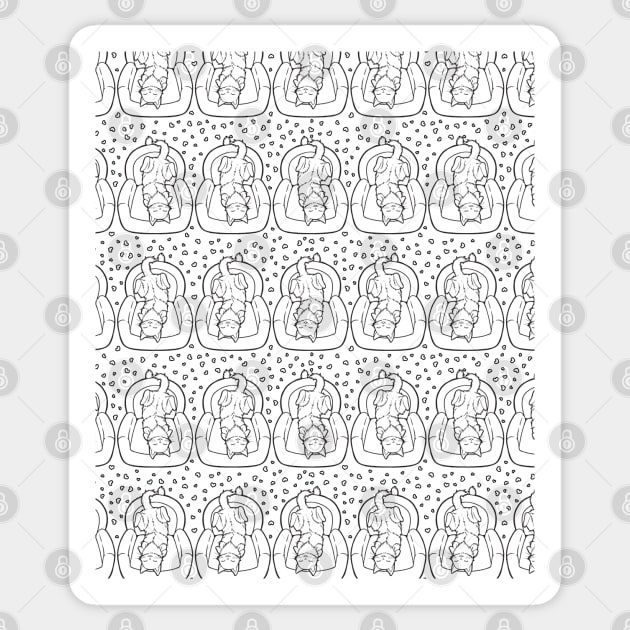 Cute Couch Potato Cat Pattern Sticker by zarya_kiqo